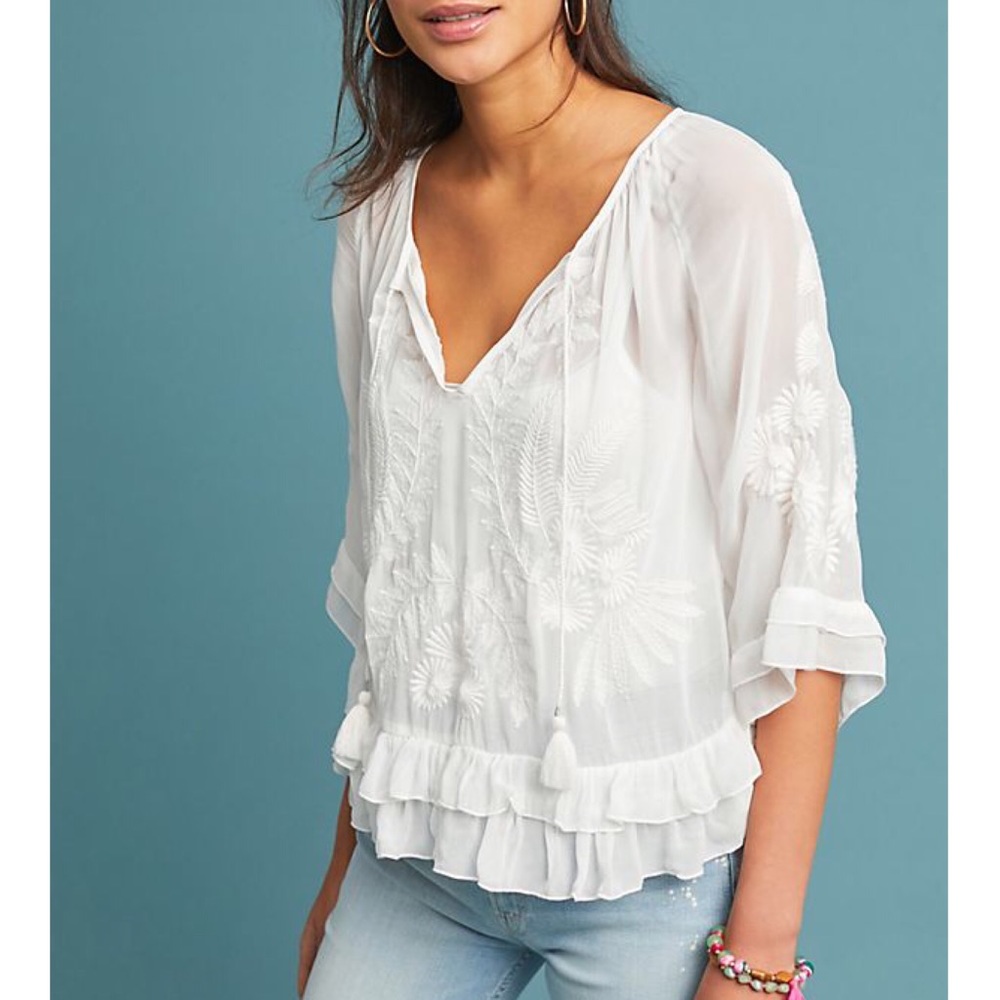 Anthropologie Akemi And Kin Embroidered Blouse